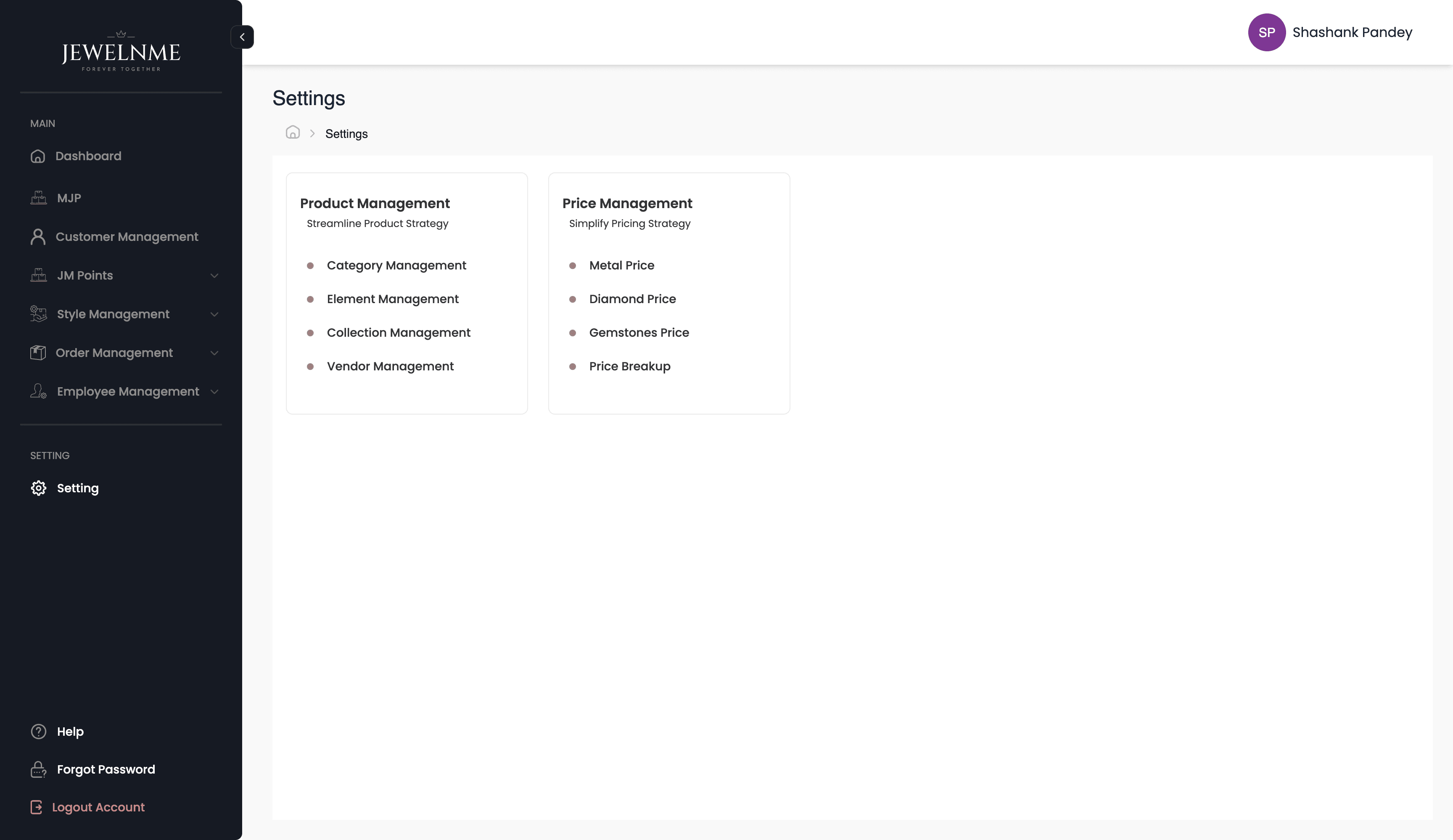 Ecommerce Admin Interface